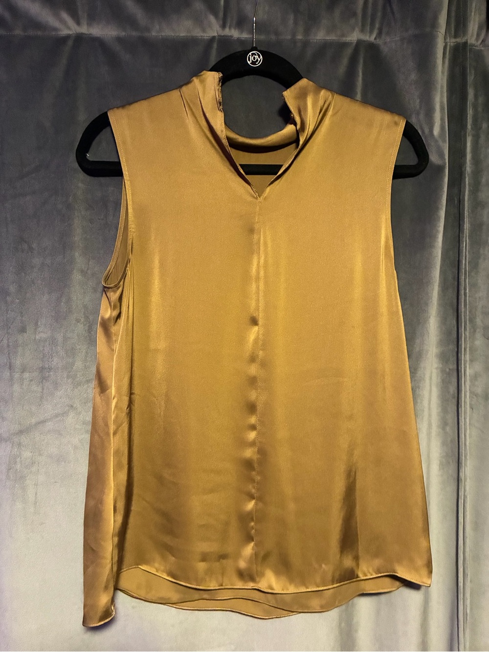 Reiss Sleeveless Satin Mock Neck Camisole - Gold
